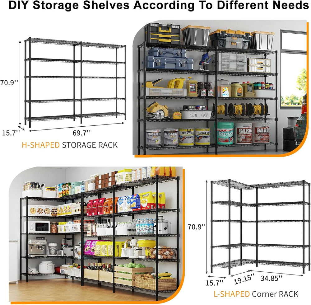 Karl home Black 5 Tier Adjustable Garage Storage Shelves
