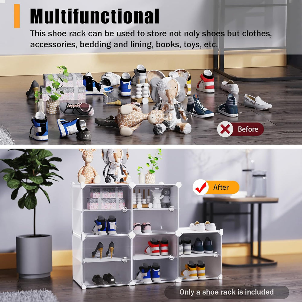 Shoe Rack Organizer, 12 Tier Shoe Storage Cabinet Stackable Detachable Free S...