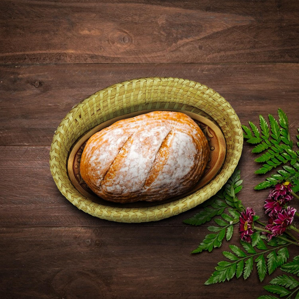 Oval Bread Warmer Basket with Terracotta Stone – Handwoven Bread Baskets for ...