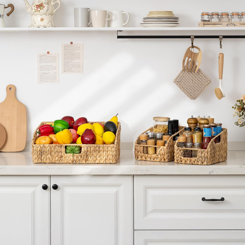 StorageWorks Water Hyacinth Basket Organizer, Pantry Storage Baskets,3-Pack
