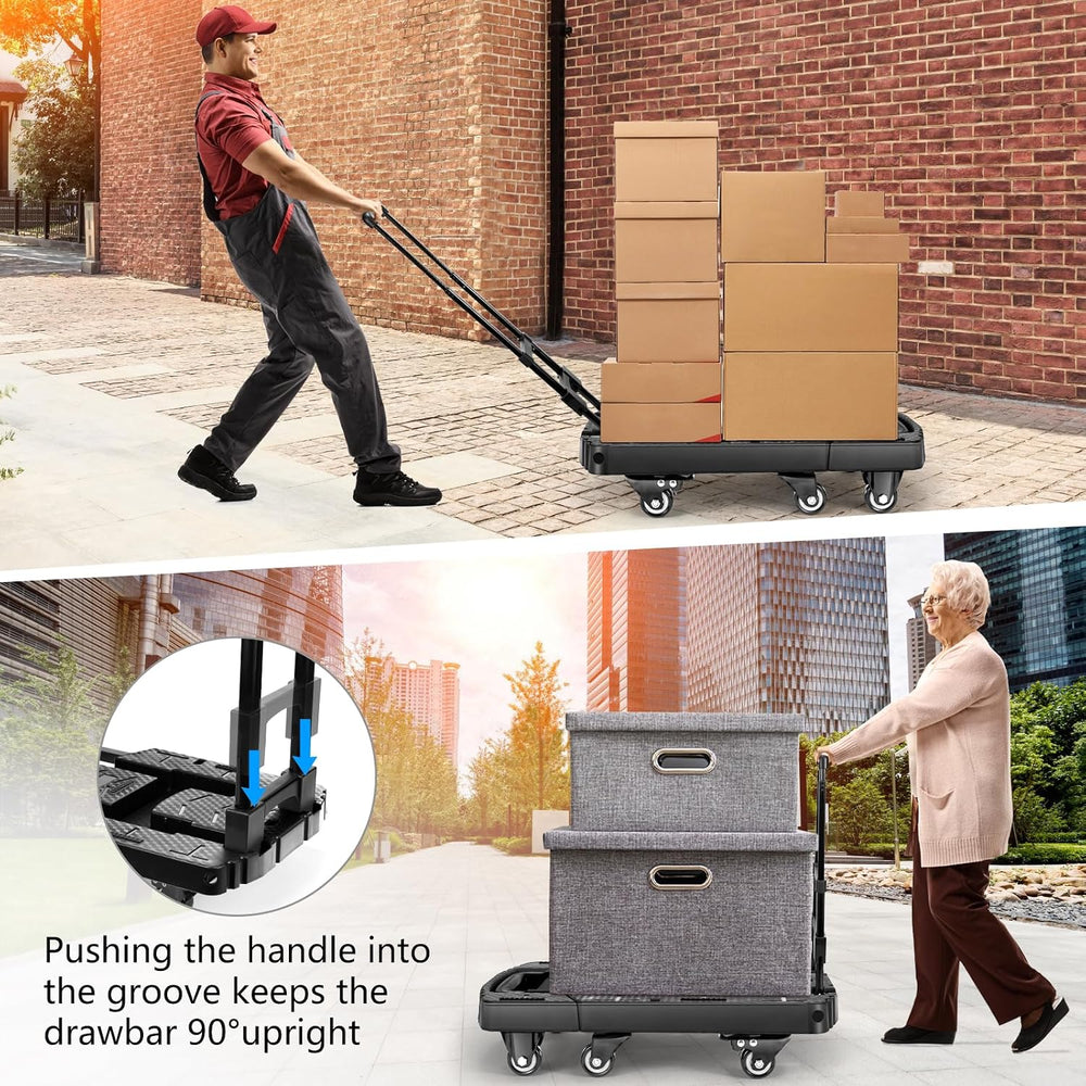 Voipvvii Folding Hand Truck 500lbs, Portable Heavy Duty Dolly Cart, 6 Wheels ...