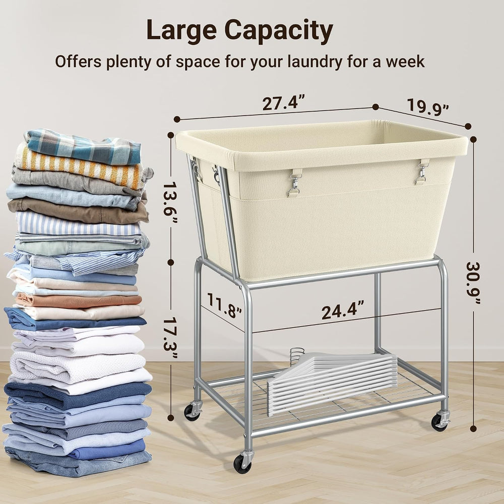 ELYKEN Rolling Laundry Hamper with Wheels, Removable Bag, Laundry Cart