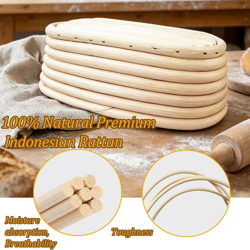 6 Pack 6.5 Inch Oval Bread Proofing Basket,Banneton Basket Bread Baking Bowl ...