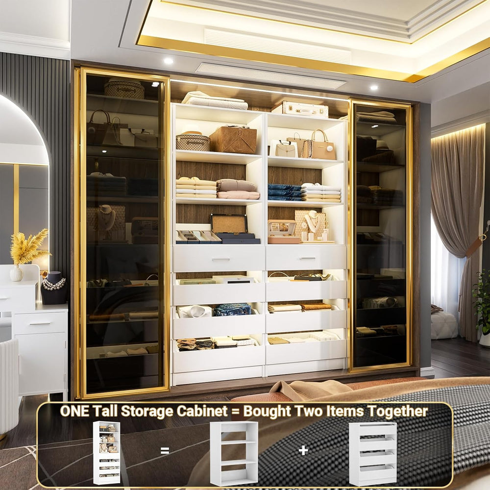Aheaplus 21.3" Closet System with 4 Drawers, Wood Closet Organizer, White