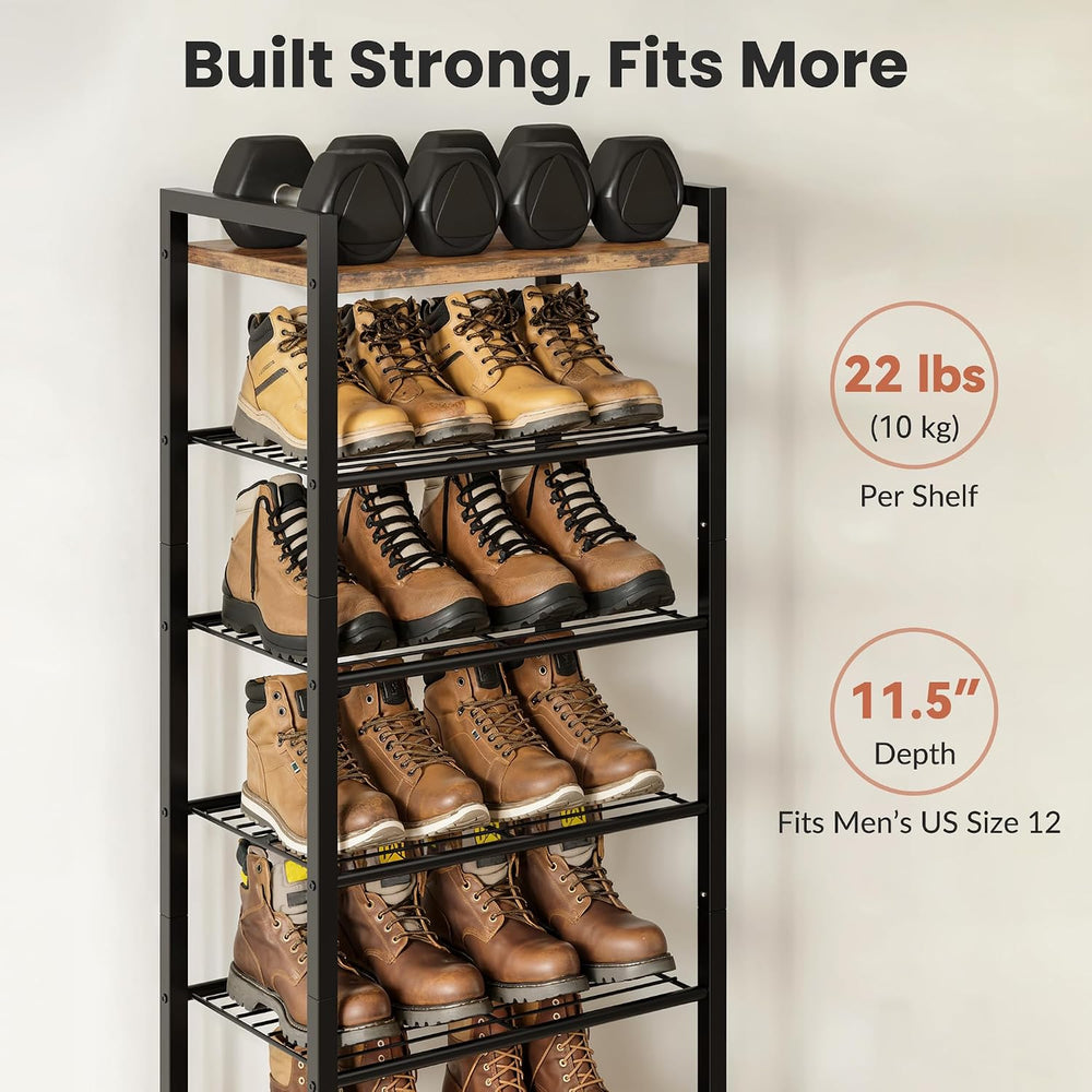 Narrow Shoe Rack 10-Tier, Tall Shoe Organizer for Small Spaces