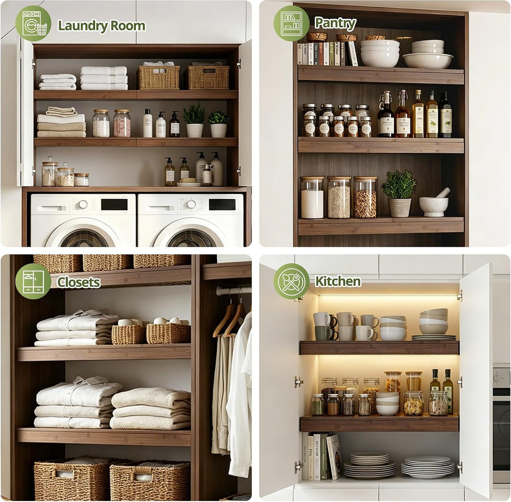 Wire Shelf Covers, Bamboo Wire Rack Covers (4PCS, 40" W x 16" D) Wa...