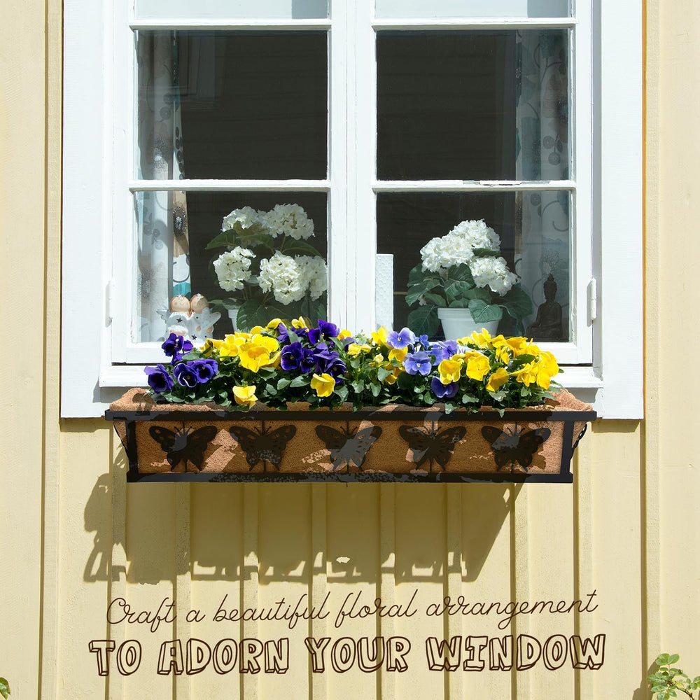 2-Pack 24IN Window Box Railing Hanging Planter Coco Liner Basket, S2