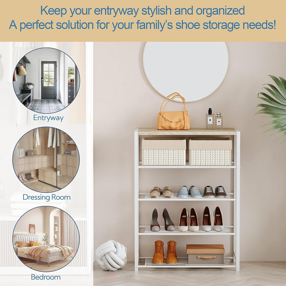 Yusong Shoe Rack Organizer, 5 Tier Industrial Shoe Storage Shelf, Narrow Stur...