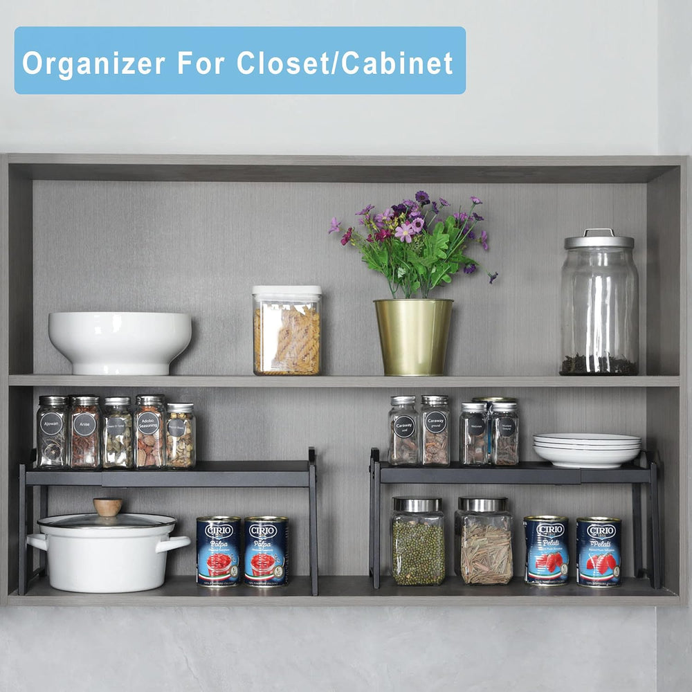 X-cosrack 25.5 Inches 3 Pack Expandable Cabinet Shelves, Stackable Shelf Orga...