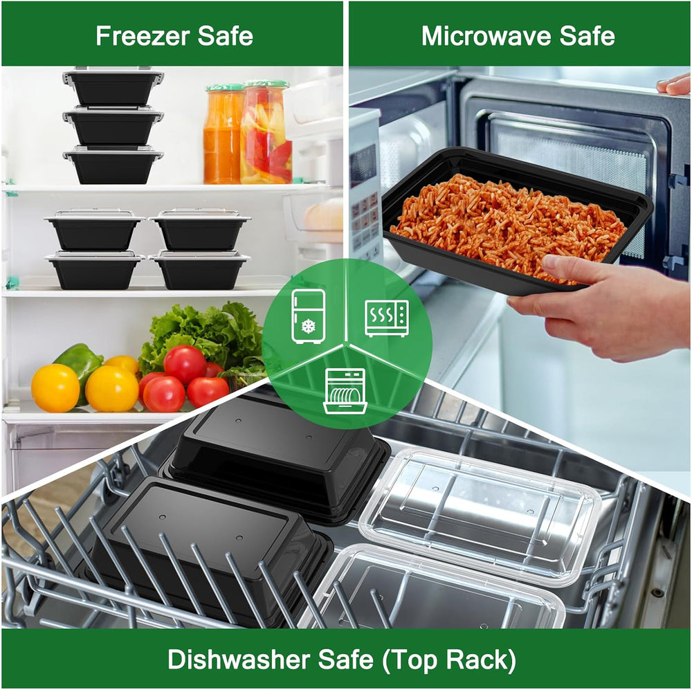 Dealusy 50 Pack (100-Piece) 38 oz Meal Prep Containers Reusable with Lids