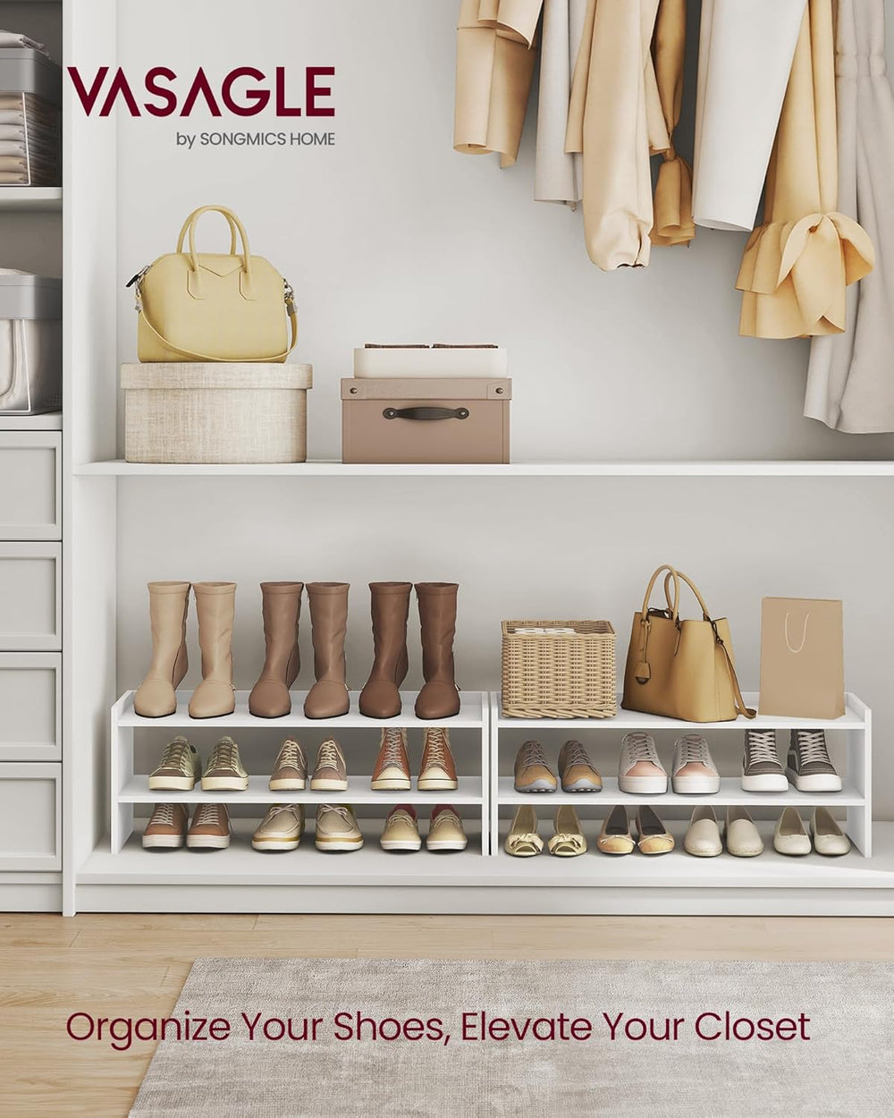 VASAGLE CUSTOS Collection - Shoe Rack for Closet, Stackable Shoe Organizer Sh...