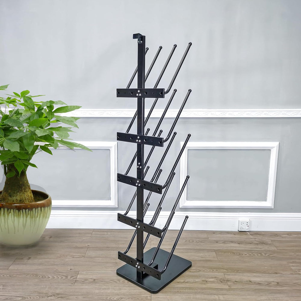 12.8X16X55.7" 10 Pairs Boots Shoes Rack 5 Tiers Boots Organizer Black, F...