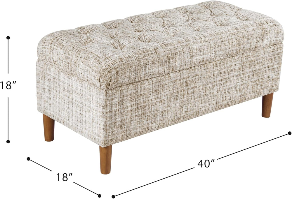 HomePop 40" Ainsley Button Tufted Storage Bench - Cream Textural Woven
