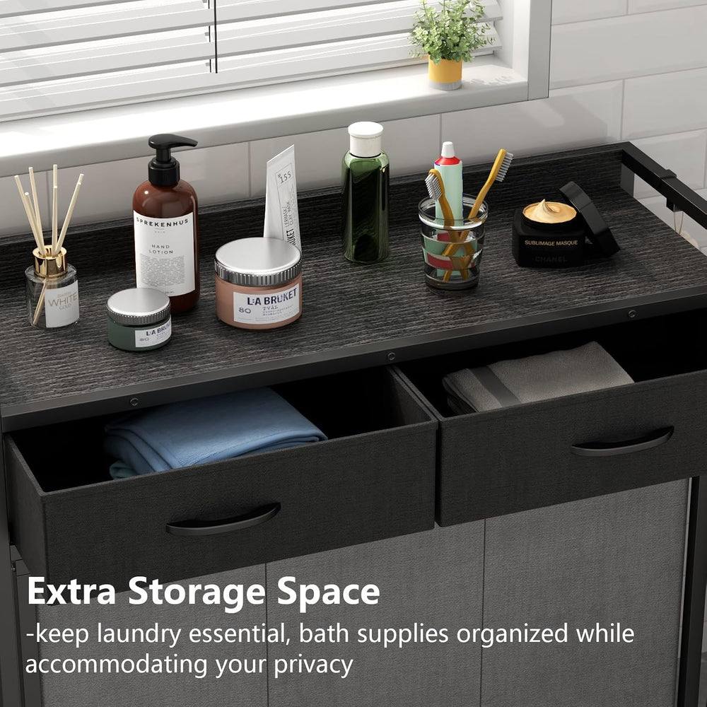 STIKELY Laundry Hamper Laundry Basket with 3 Section Pull-Out Rolling Bags, L...