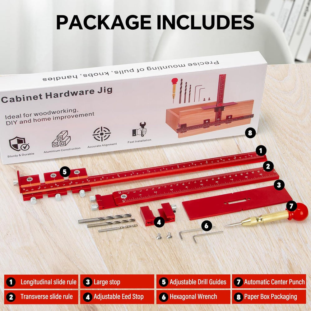 DOCXCDO Cabinet Handle Jig,Aluminum Cabinet Hardware Jig Tool for Handle