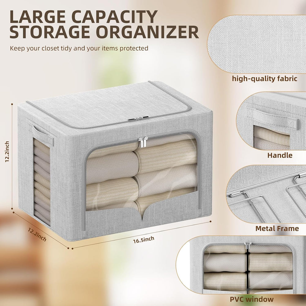 FHSQX 6 Pack Clothes Storage Bins Light Grey, 16.5x12.2x12.2 Inch