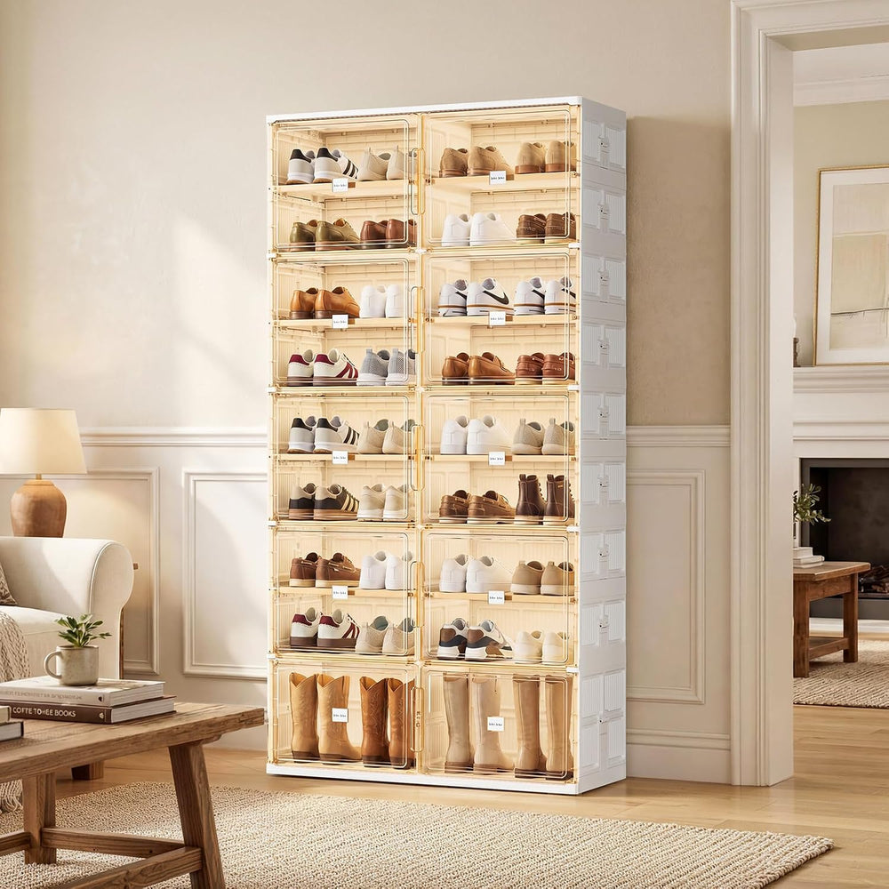 JEKO&JEKO 9 Tiers Foldable Boot and Shoe Storage Rack Cabinet for Closet ...