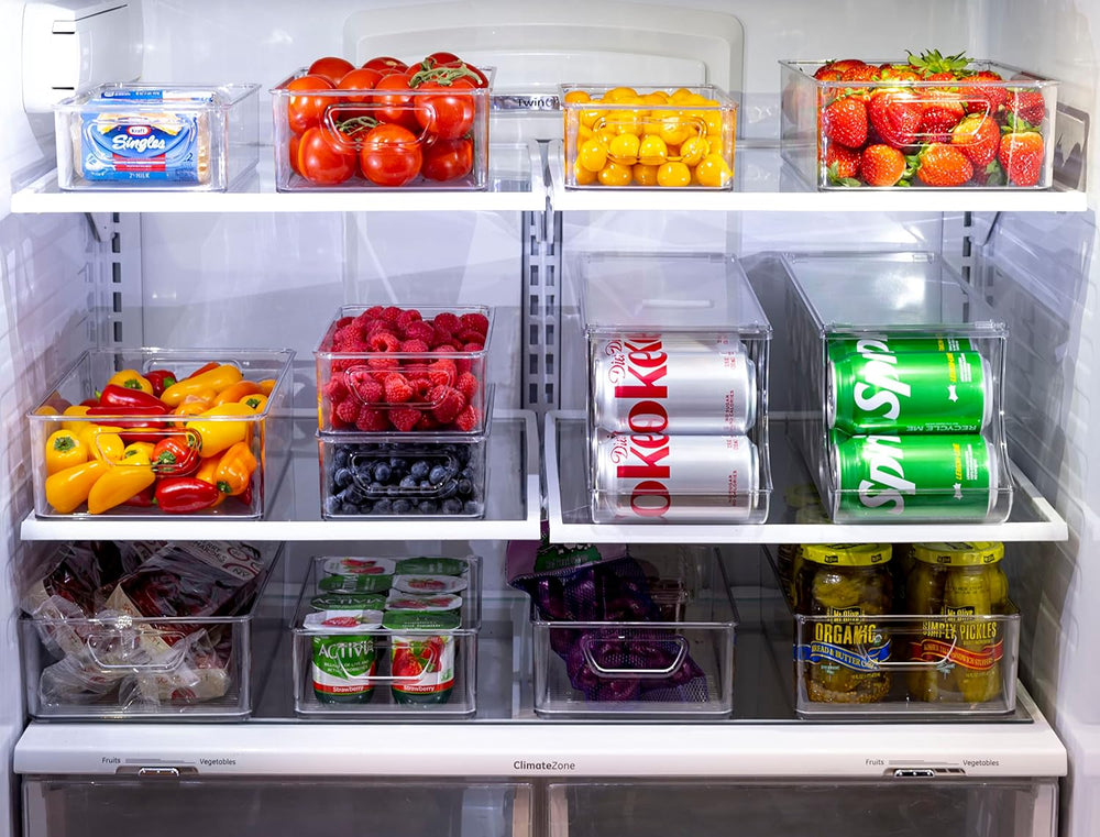 Munfix Set Of 16 Refrigerator Organizer Bins - Plastic Pantry Organization an...