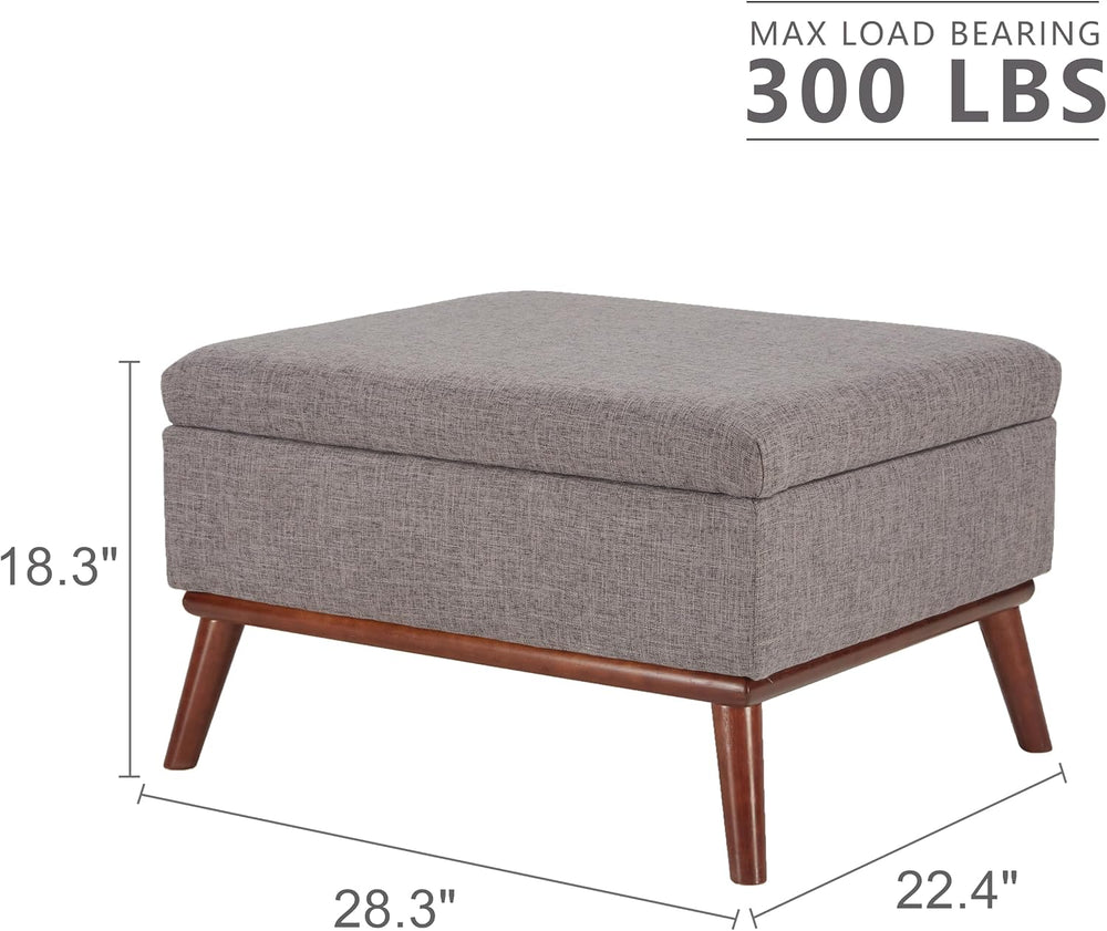 Tbfit Large Storage Ottoman, 28.3" Mid Century Modern Rectangle Coffee T...