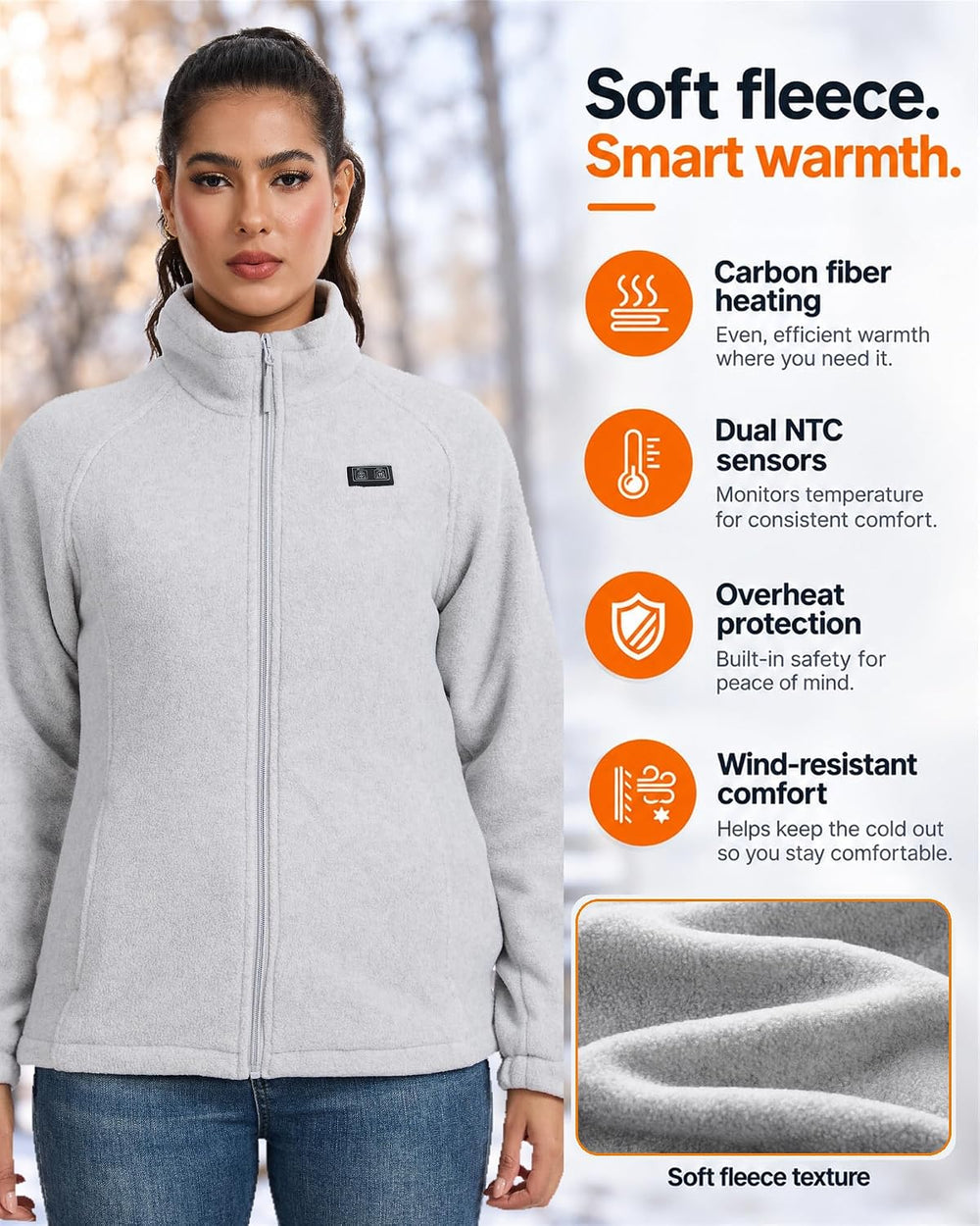 Women's Heated Jacket with Battery Pack Included,11-Zone Heated Fleece Coat