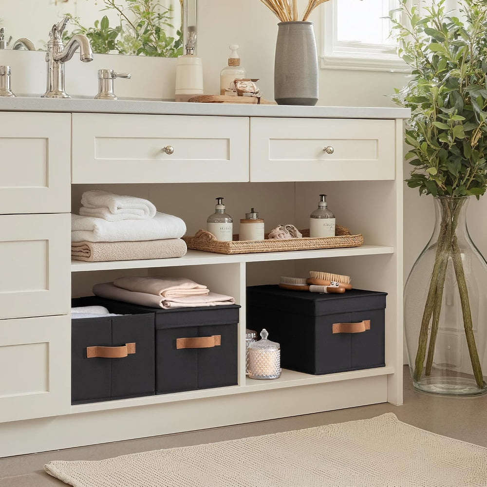 StorageWorks Fabric Storage Bins with Lids, Closet Storage Bins