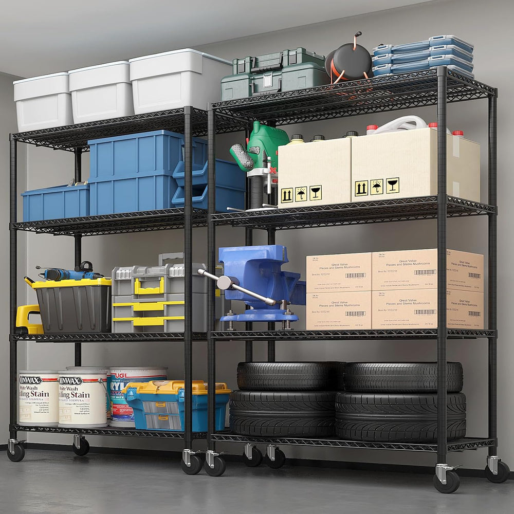 4 Tier Storage Racks Shelving, Heavy Steel Pantry Shelves, Adjustable Wire Sh...