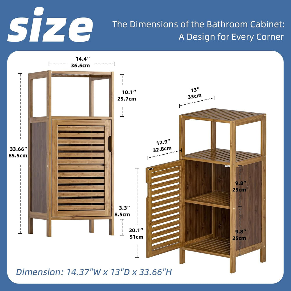 HITNET Bathroom Cabinet, Bamboo Floor Cabinet Free Standing, 4 Tier Sofa Side...