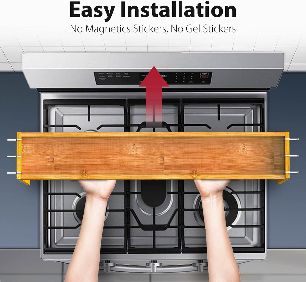 IIIOIIIA Bamboo Over the Stove Spice Shelf for Kitchen, 31.5" Spice Rack...