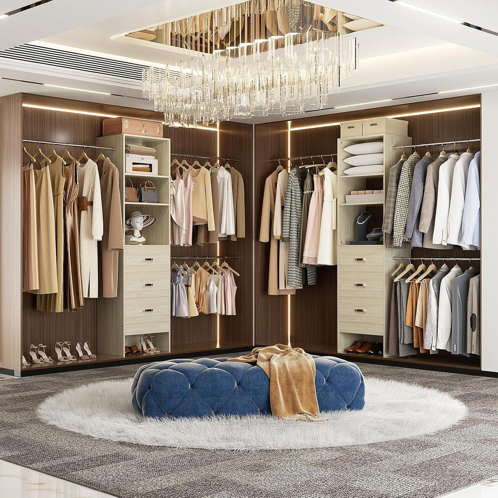Besiost 96'' Closet Organizer System with 3 Hanging Rods, 8FT Closet ...