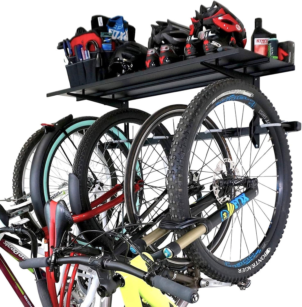 StoreYourBoard Bike Storage Rack with Shelf – Heavy Duty Garage Bike Storage ...