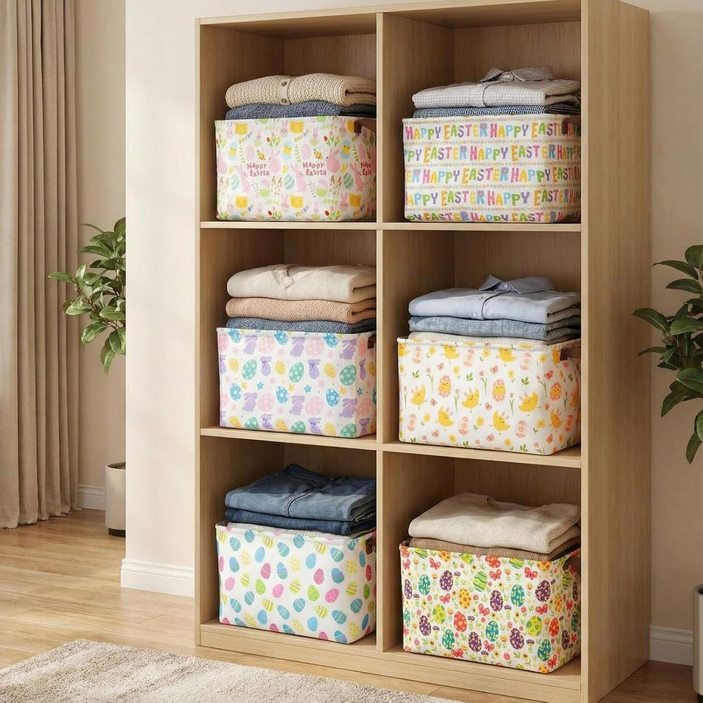 Vesici 6 Pack Large Easter Baskets for Gifts Empty Easter Storage Bins