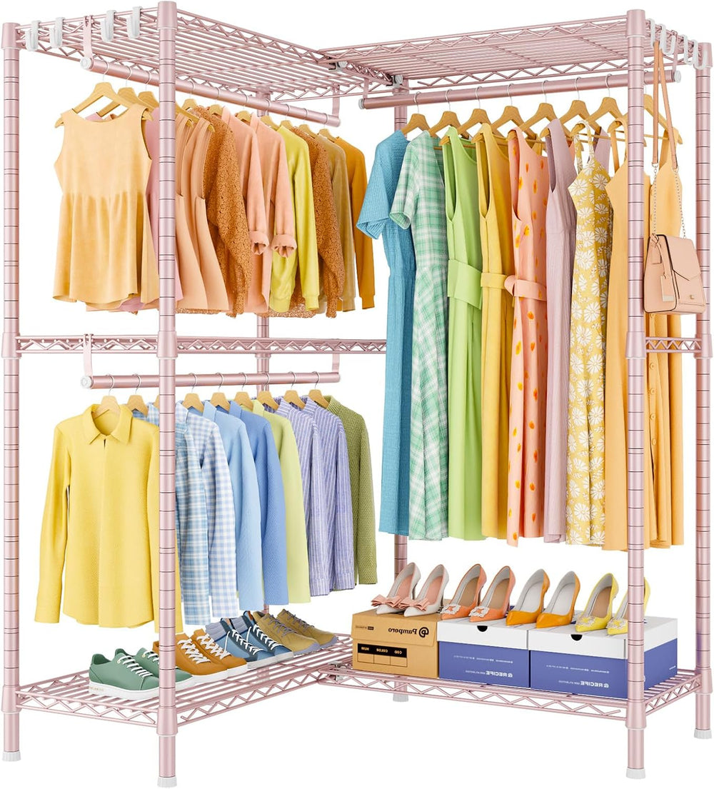 ULIFHOME E15 Garment Rack L Shaped Clothes Rack for Corner,Freestanding Cloth...