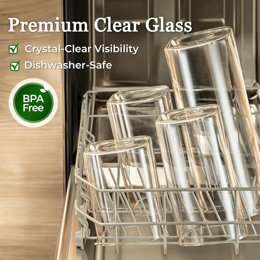 ComSaf Glass Pantry Storage Containers (0.7qt/1.2qt/1.6qt) Set of 6 Jars