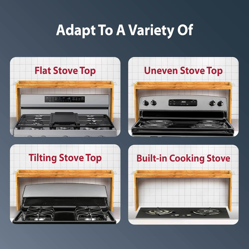 IIIOIIIA Bamboo Over the Stove Spice Shelf for Kitchen, 31.5" Spice Rack...