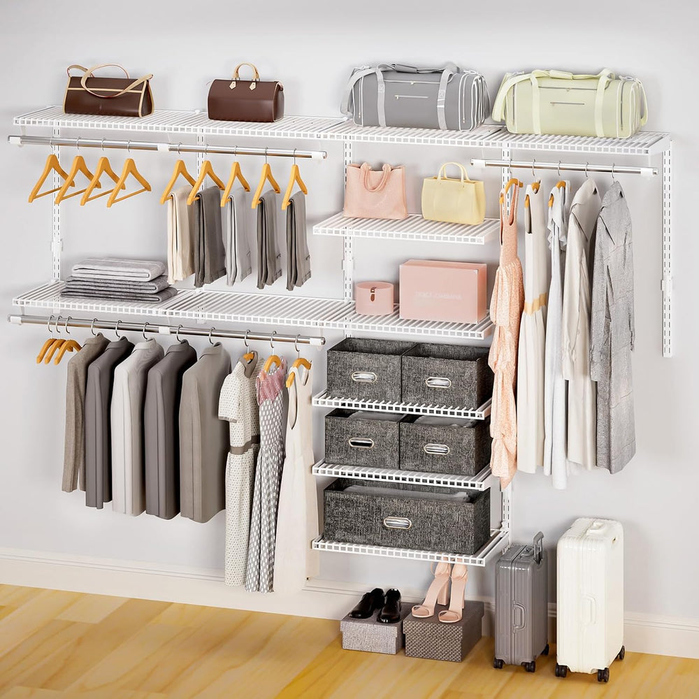 Sturdy Closet Organizer System: 8.7 Ft. Custom Metal Wire Shelving