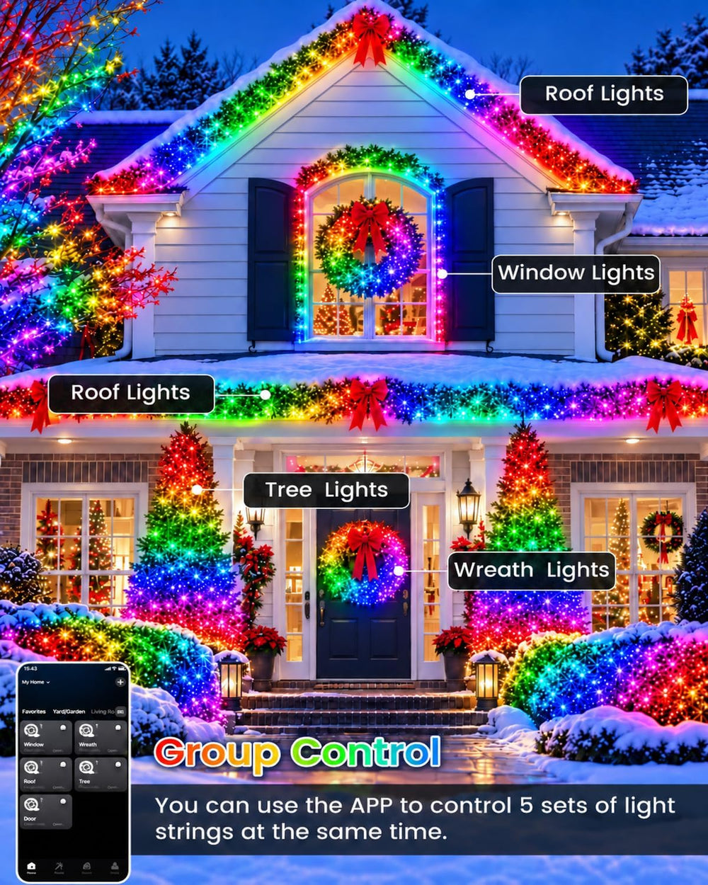 240LED Smart Color Changing String Lights 92FT Halloween Lights App Remote