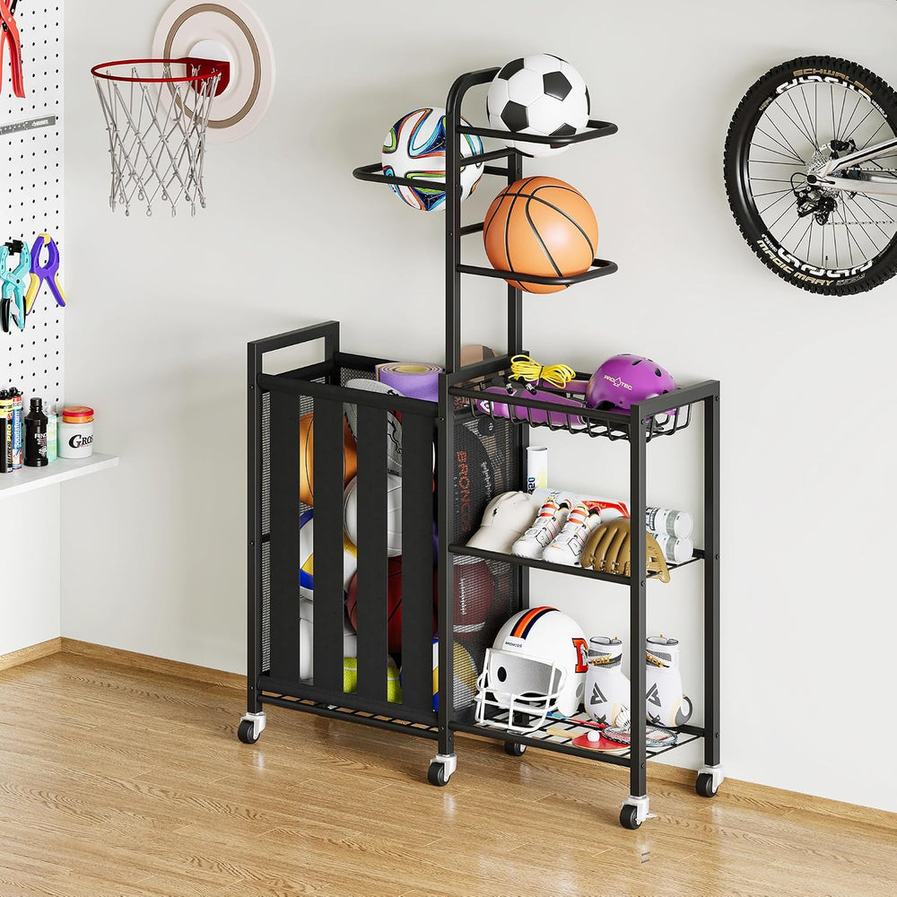 Homeiju Ball Storage Sports Equipment Garage Organizer with Ball Holder