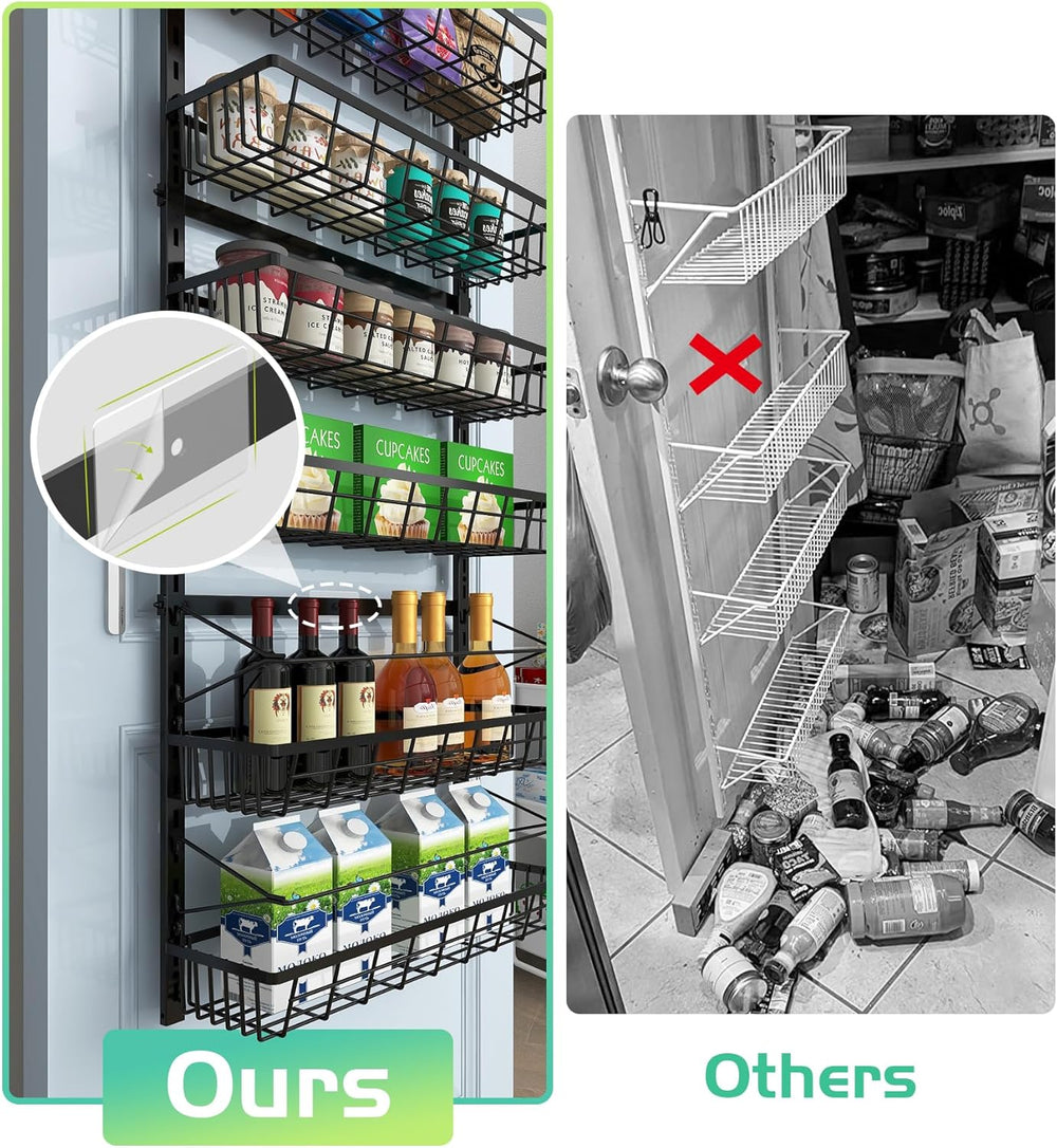 Mefirt 10-Tier Over The Door Pantry Organizer, 2 in 1 Wall Mount & Hanging