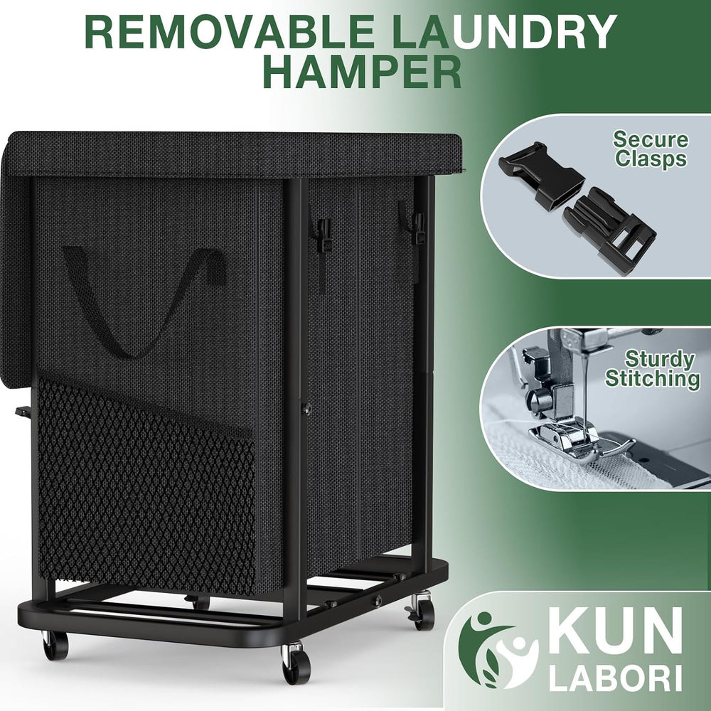 Laundry Basket with Lid,190L Rolling Laundry Hamper with Wheels,Black