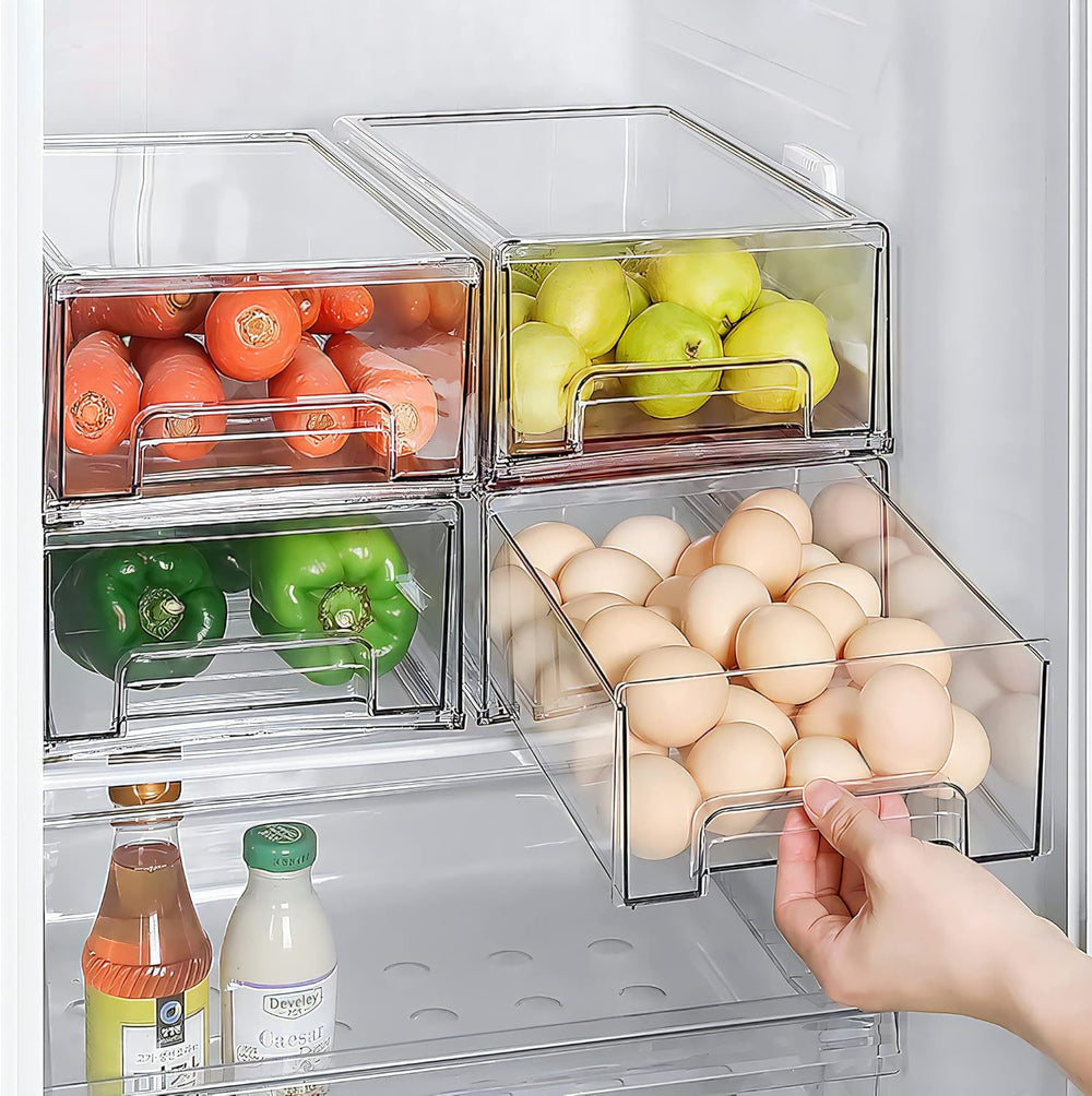 Mano 2Pack Clear Fridge Drawers Pull Out Stackable Refrigerator Drawer Organi...