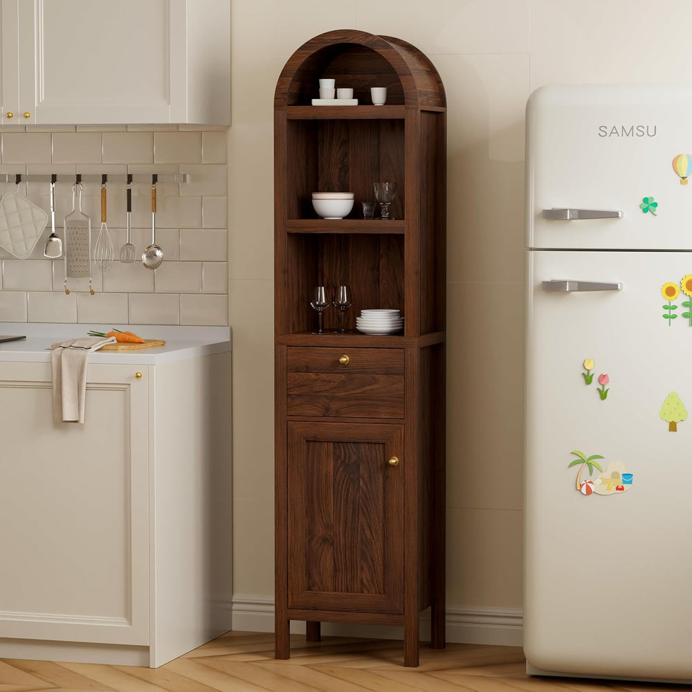 EYYTHUNG Arched Bathroom Narrow Storage Cabinet with Door and Drawer, 67"...