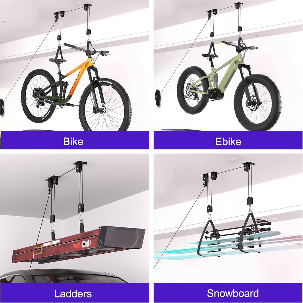 TRUSOON 2-Pack Bike Hoist, Heavy Duty Ebike Pulley System for Garage, 85lb