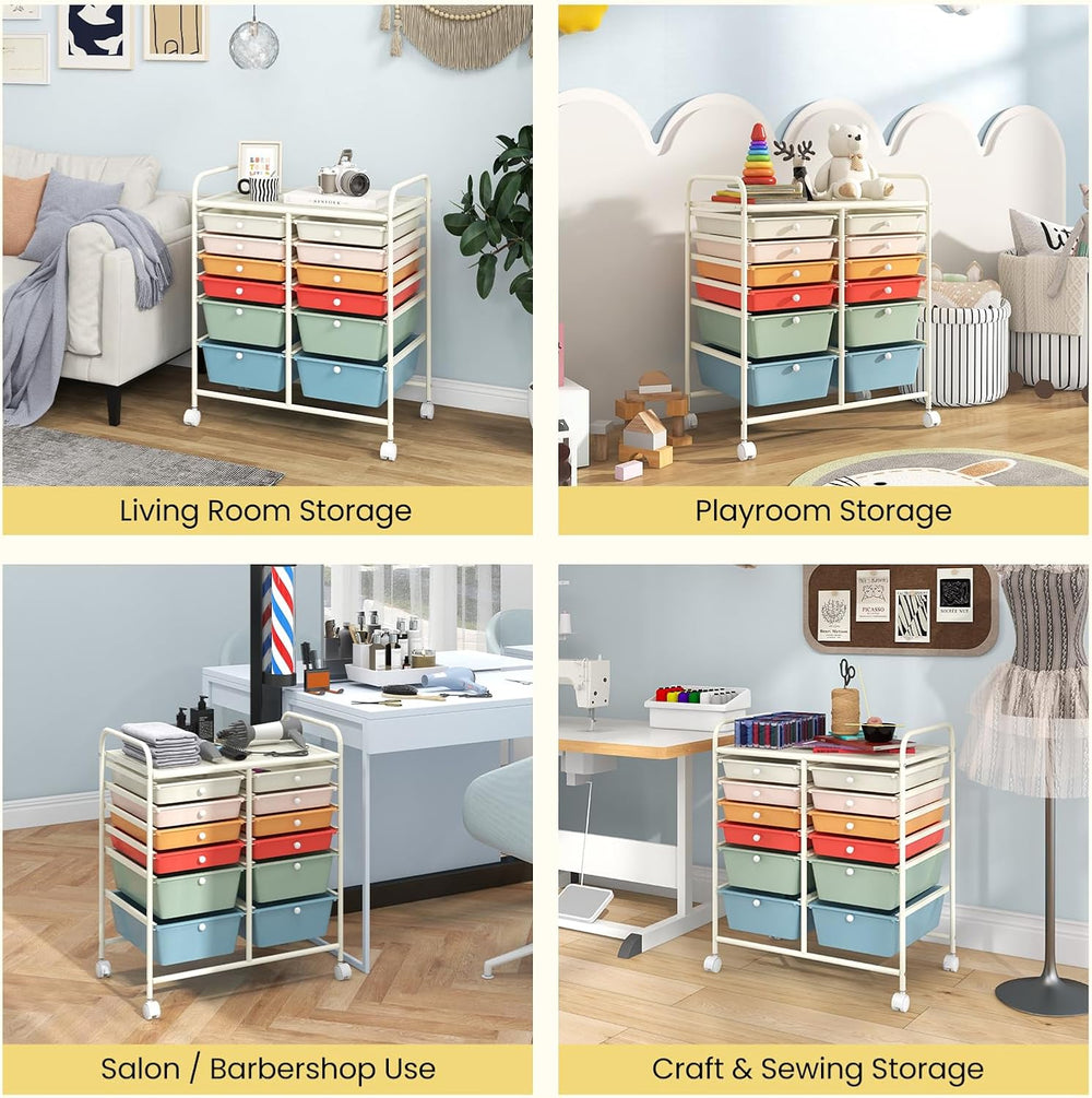 Giantex 12 Drawer Rolling Storage Cart Tools Scrapbook Paper Office School Or...