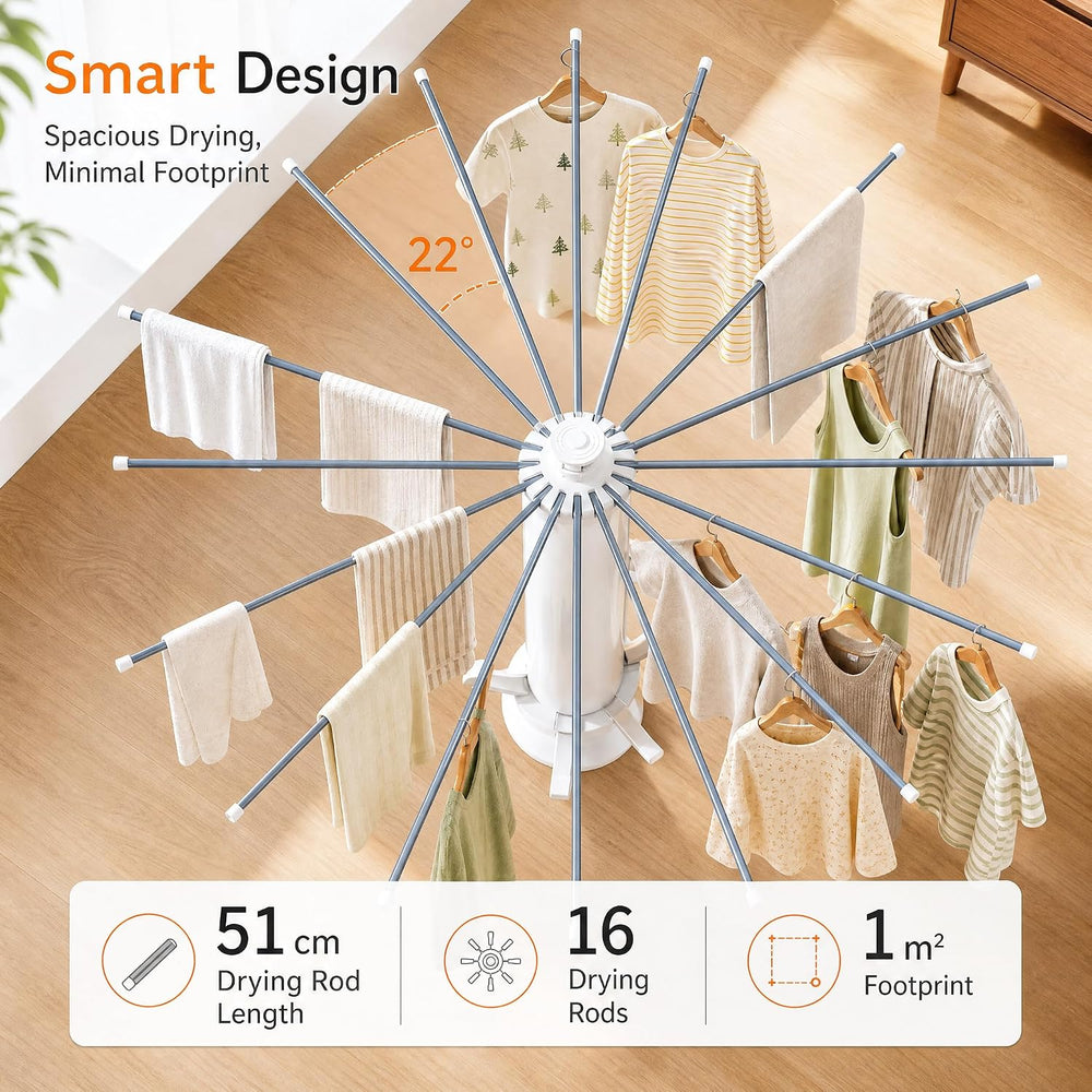 Clothes Drying Rack Foldable with Rolling Wheels, Portable Laundry Drying Rac...