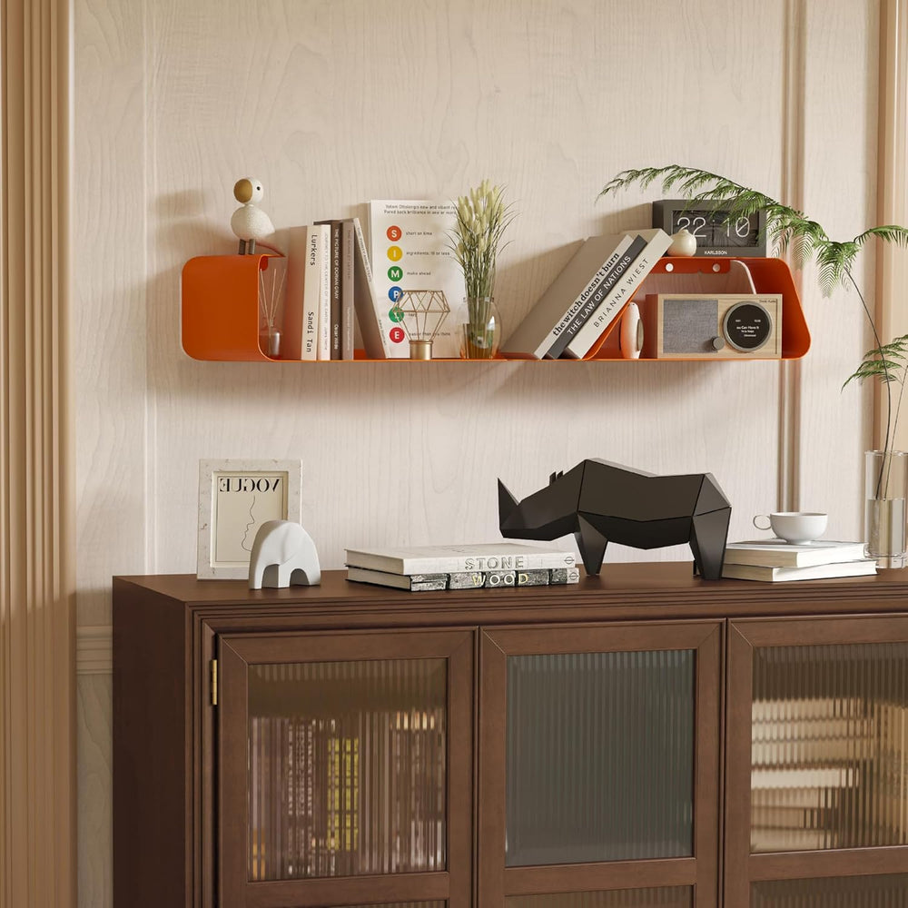 Sttoraboks Floating Wall Shelves Set of 3, Metal Mounted Shelf with Unique De...