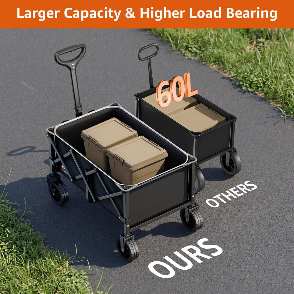 Collapsible Wagon Cart with Wheels & Reflective Stripe 280lbs Heavy Duty