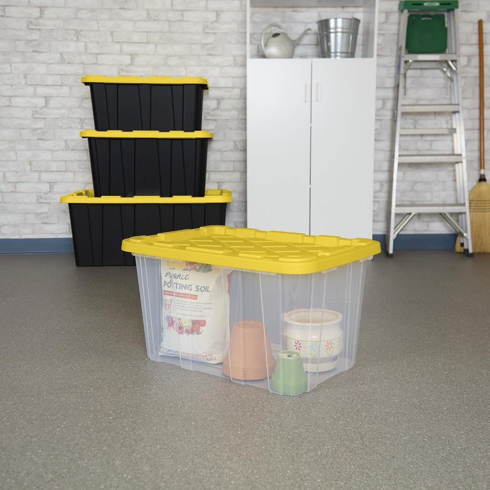 Sterilite Industrial Storage Box with Lids for Garage, 27 Gallon, 4-Pack