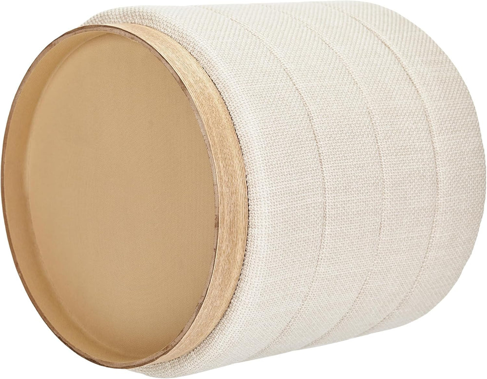 Linen Storage Ottoman Round Footrest with Hidden Storage, Biege 16" L X1...