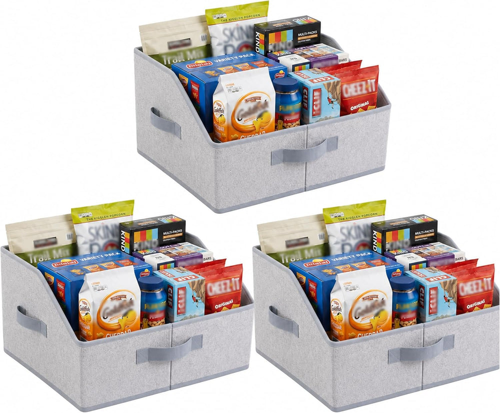 3 Pack Snack Organizer for Countertop, Open Compartment Design for Maximum St...