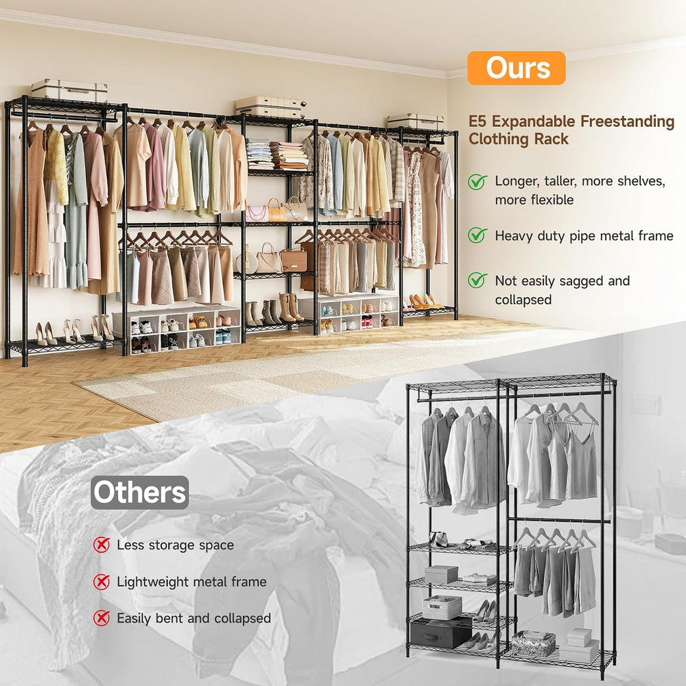 ONBRILL E5 Expandable Heavy Duty Large Freestanding Closet Organizer System